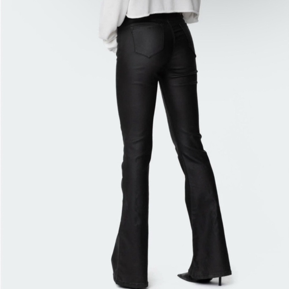 Edikted Luna Faux Leather Y2K 90s Black Flare Pants Women’s XS - Picture 2 of 10